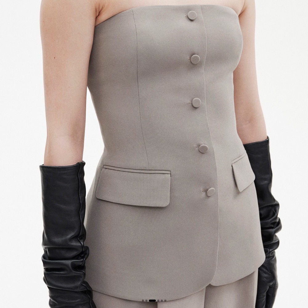 Babaton Insider Tube Top Strapless Tailored Bustier Top in Felted Taupe 00 - Picture 6 of 10